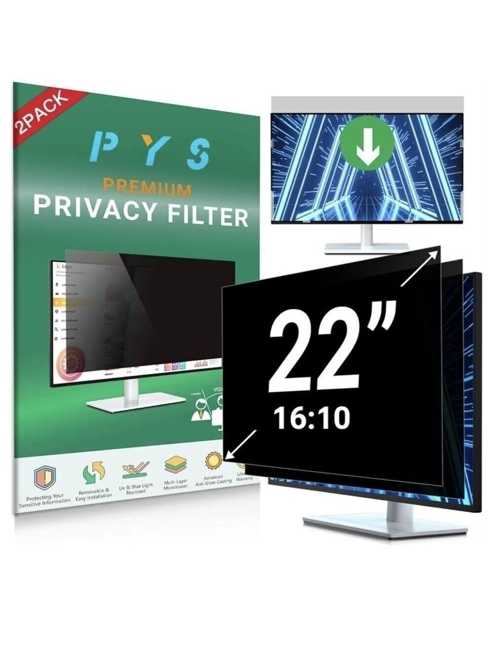 [2-Pack] 22 Inch Privacy Screen for 16:10 Computer Monitor, New in Package